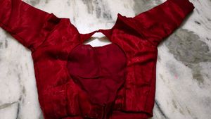 Elegant Maroon ruffle Saree with blouse