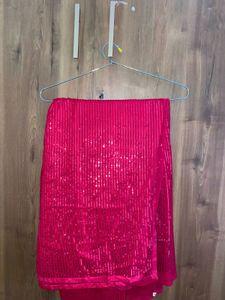 Red Sequin Saree