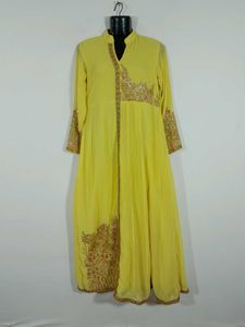 Yellow Embroidered A Line Kurta Set Women's