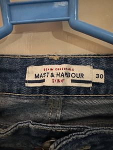 Mast &amp; Harbour Men Navy Blue Jeans