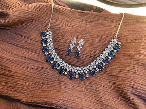 Partywear Dark Blue AD Necklace