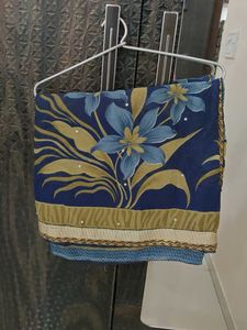 Blue Floral Print Saree