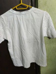 White Crochet Sleeve Top
