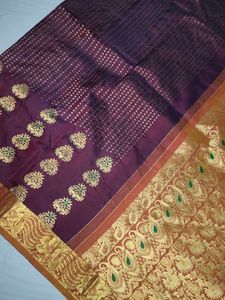 Elegant Purple &amp; Gold Pure Kanjivaram Silk Saree