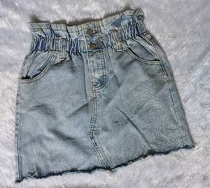 Denim Paperbag Mini Skirt