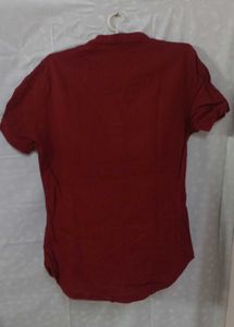 Collarless V Style Maroon  Shirt With Pant