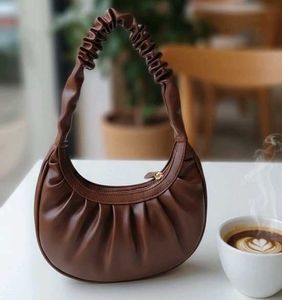 Brown Ruched Handle Bag