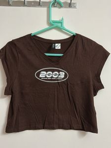 Brown Graphic Crop Top