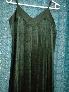 Green Velvet Slip Dress