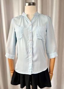 🪔24Hrs DIWALI SALE🪔Light Blue Button-Up Top