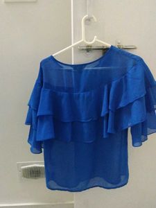 Blue Ruffled Top