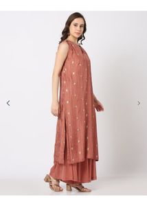 Elegant Pink Kurta with Palazzo and Dupatta