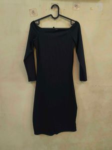 Midi Black Dress | Boat neckline