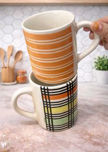Striped Ceramic Mug Set combo