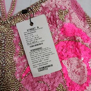 Pink Butterfly Sequin Dress