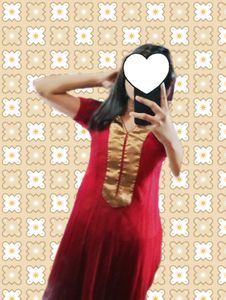 Elegant Red & Golden Anarkali Dress – Like New♥️