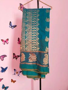 Teal & Gold Sari