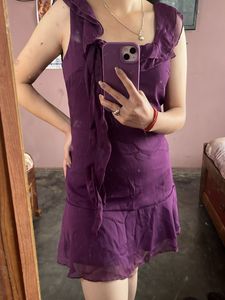 Purple Ruffle Mini Dress