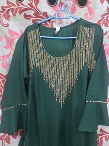 Green Embroidered Kurta  sharara  sat with dupatta