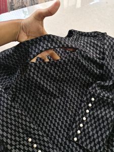 Black Stylish Neck Design Top