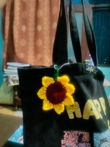 Crochet Sunflower Bag Charm