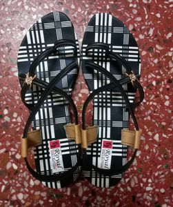 Stylish Flat Sandals For Girls And Women. Black And White Sandals. Sandals.