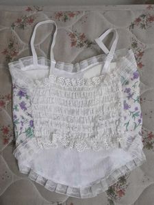 Floral Lace Trim Corset Top