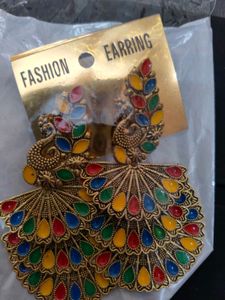 Peacock Feather Dangle Earrings