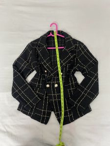 charcoal black with gold Chic Plaid Blazer size M