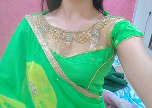 Pure Chiffon Green Heavy Saree