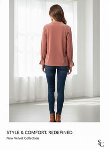 Stylish Velvet Long Sleeve Top