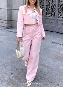 (Zara Copy) Pink crop Blazer jacket With Long Pant