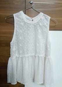 White Floral Embroidered Top