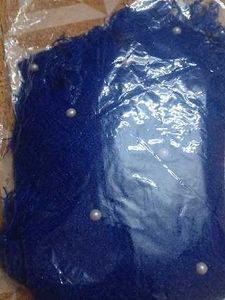 Blue Scarf with Pearls