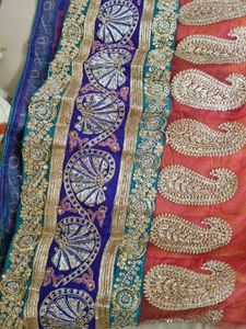 Orange And Ourple Bridal Lehenga( Alterable)