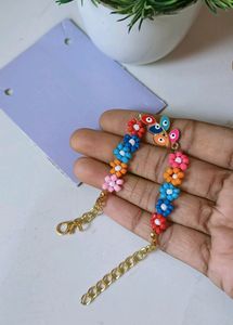 Handmade Evil Eye Daises Bracelet