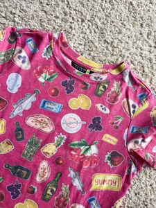 Pink Food Print Tee