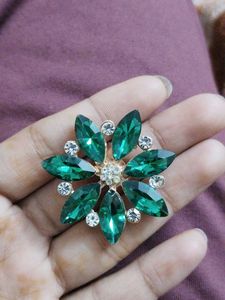 Emerald Green Flower Brooch
