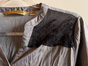Silky Grey Button-Up