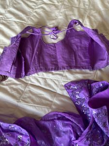 Bollywood y2k Purple sequins Saree