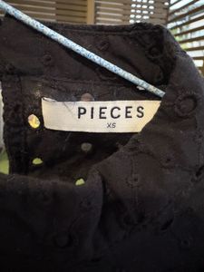 PIECES Black Ruffle Blouse