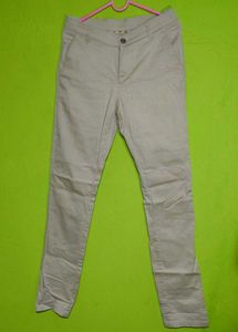 Beige Straight Leg Pants/Trousers