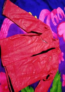Red Faux Leather Moto Jacket