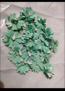 Mint Green Paper Flower Embellishments