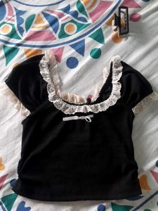 Black Lace Trimmed Top