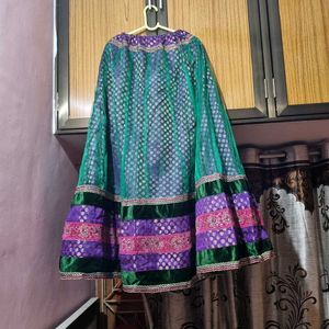 Velvet Net Lehnga Choli With Dupatta