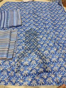 Slub Cotton Blue Suit Sale Full