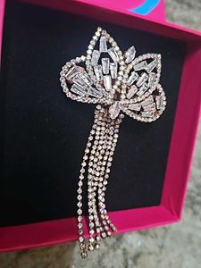 Rhinestone Flower Brooch with Tassels For Hairs