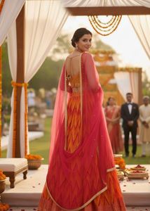 Orange Embroidered Lehenga Choli