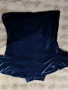 Velvet Dark Blue Mock Neck Top